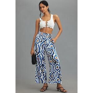 Anthropologie Maeve The Saria Smocked Wide Leg Palazzo Pants